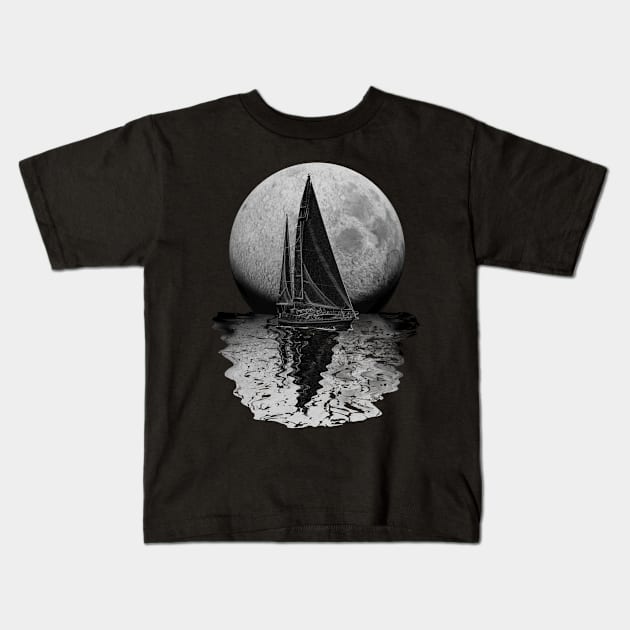 Sailing With A Full Moon Kids T-Shirt by macdonaldcreativestudios